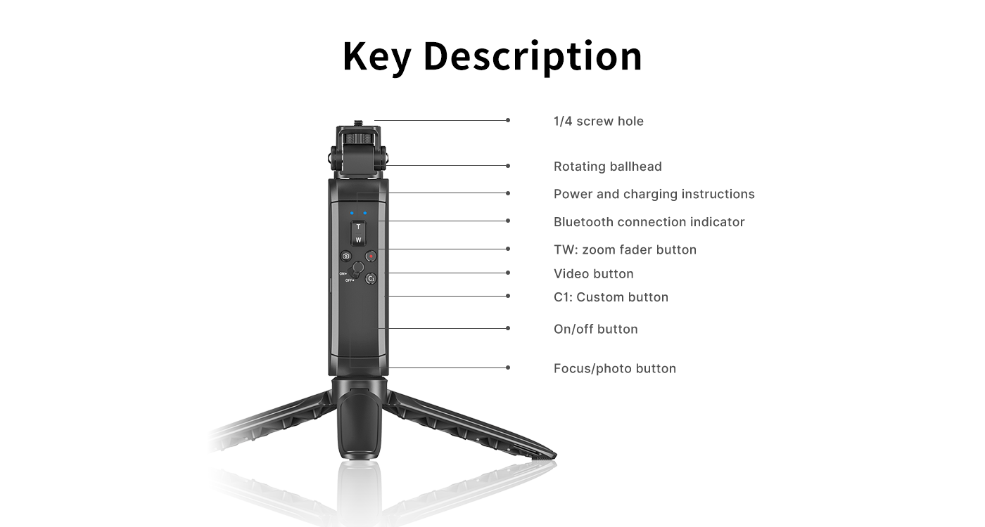 Ulanzi MT-40 3-in-1 Selfie Stick/Tripod/Grip with Wireless Remote