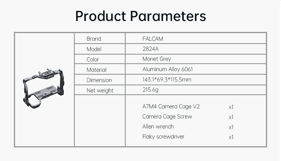 Falcam F22 & F38 & F50 Quick Release Camera Cage V2 for Sony a7 IV 2824A