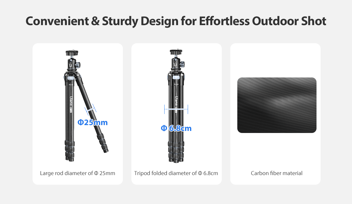 MT-60 Carbon Fiber Portable Travel Tripod