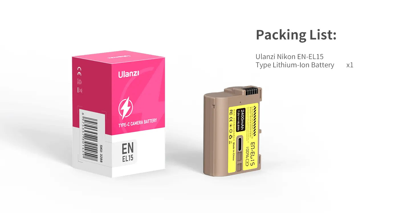 Fjerde Anerkendelse Feed på Ulanzi Nikon EN-EL15 Type Lithium-Ion Battery with USB-C Charging Port –  ULANZI