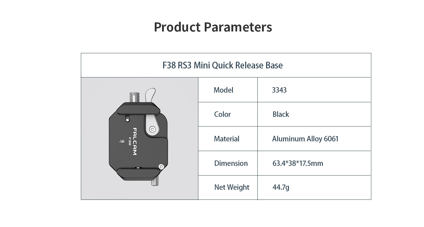 Falcam F38 Quick Release for DJI RS 3 Mini Gimbal Stabilizer Kit