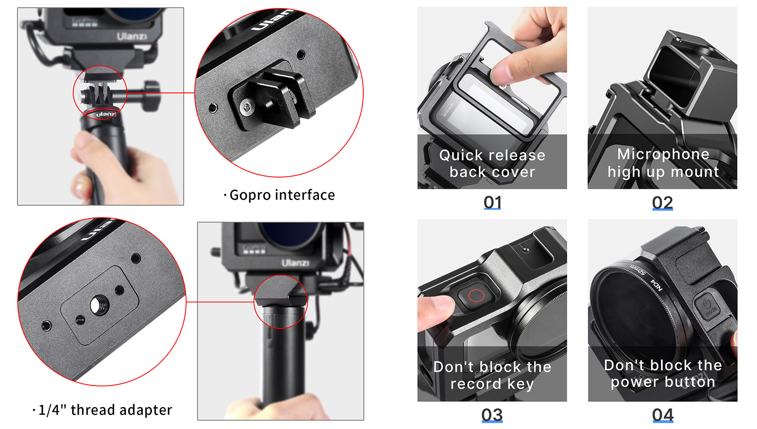 Ulanzi MT-09 Extensible Vlog Trépied pour Action dehors Caméra GoPro Fore11  12 10 9 8 7 6 5 4 Noir SJcam Action Caméra Accessoire