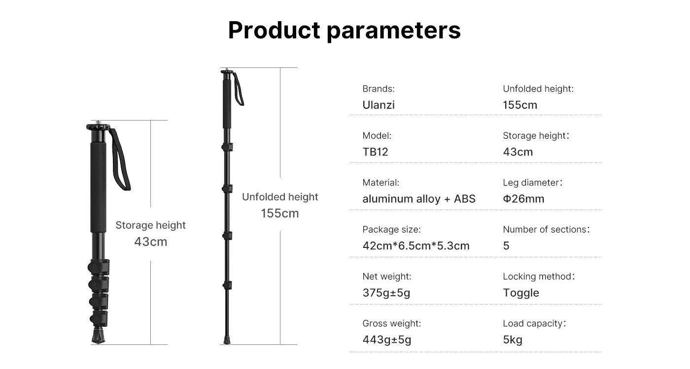 Ulanzi 61-inch Camera Portable Aluminium Monopod