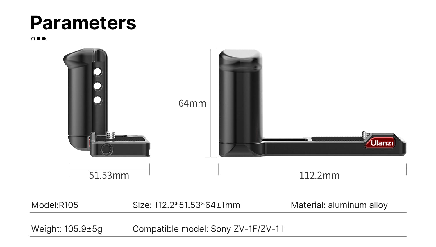 Ulanzi R105 L-Bracket for Sony ZV-1F / ZV-1 II 3315