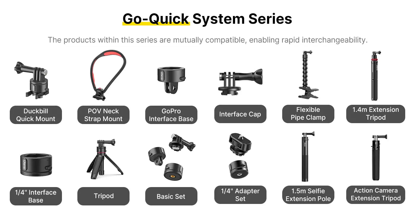 Ulanzi Go-Quick II Magnetic Quick Release Extension Tripod for Action Camera