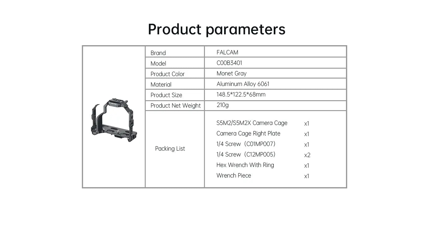 Ulanzi Falcam F22 & F38 & F50 Quick Release Camera Cage for Panasonic Lumix S5 II & S5 IIX C00B3401