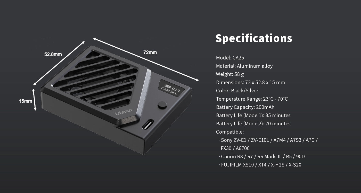 Ulanzi Camera Cooling Fan  for Sony / Canon / FUJIFILM