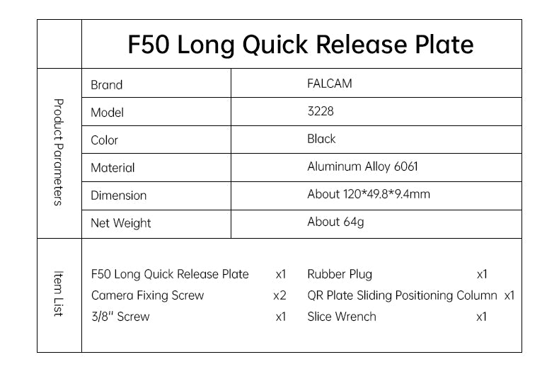 Falcam F50 Quick Release for Manfrotto