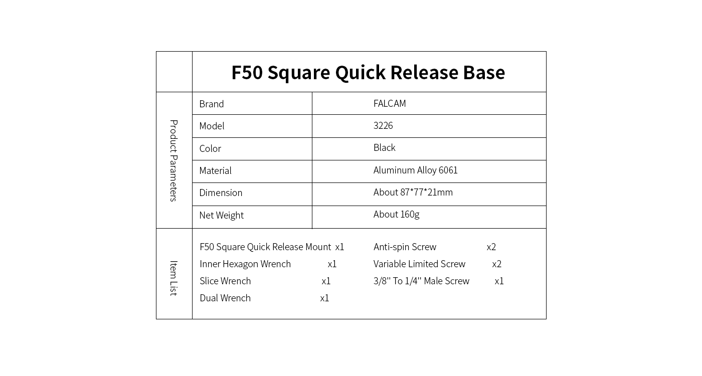 Falcam F50 Camera Quick Release System