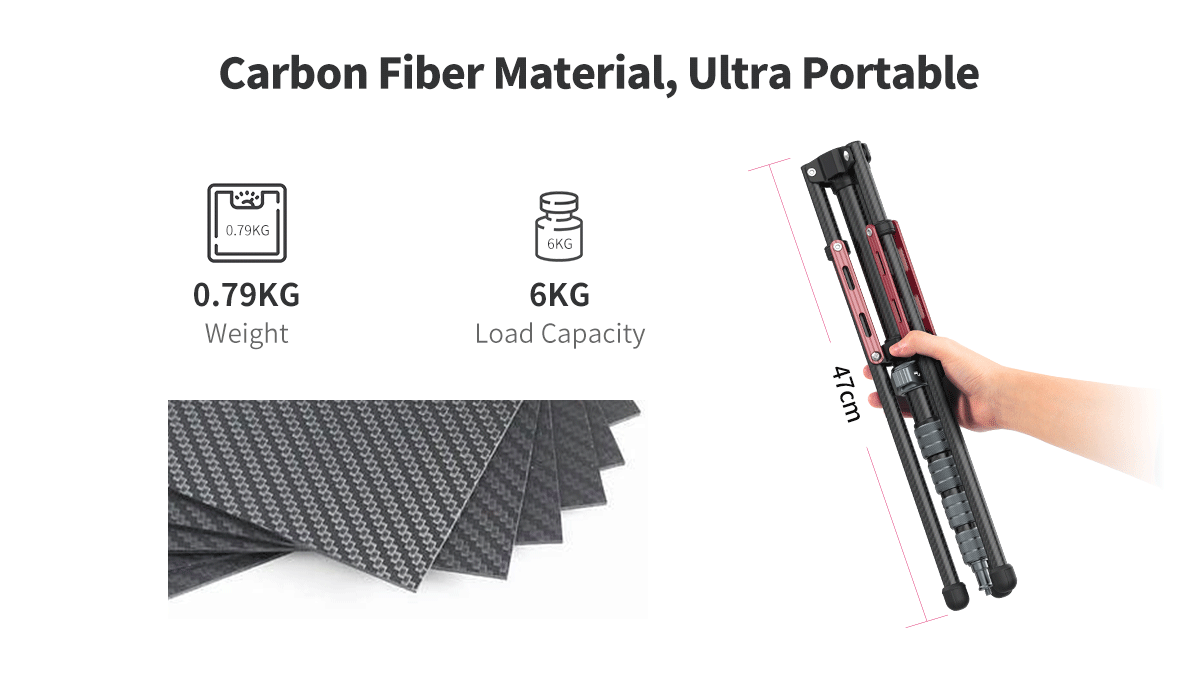 Ulanzi MT-49 Carbon Fiber Portable Camera Tripod 2784