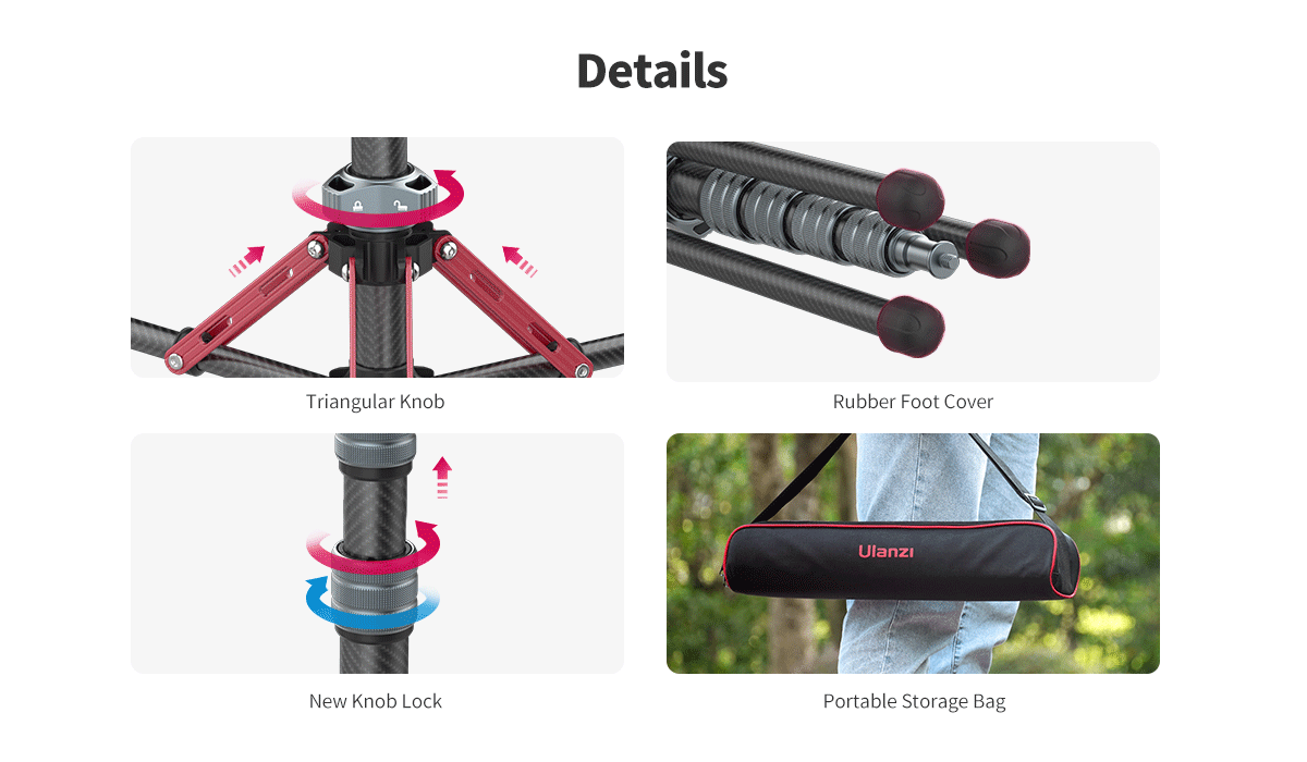 Ulanzi MT-49 Carbon Fiber Portable Camera Tripod 2784