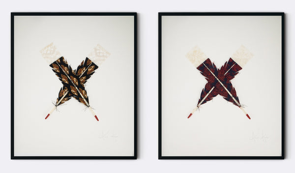 'X marks the spot' crossed feathers by Aimee Gruar at The Poi Room