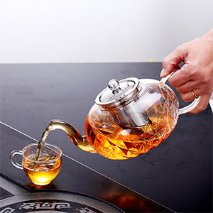 Glowing Diamond Glass Tea pot with Fine Mesh Stainless Steel infuser a –  Pykal