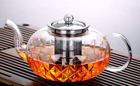Glowing Diamond Glass Tea pot with Fine Mesh Stainless Steel infuser a –  Pykal