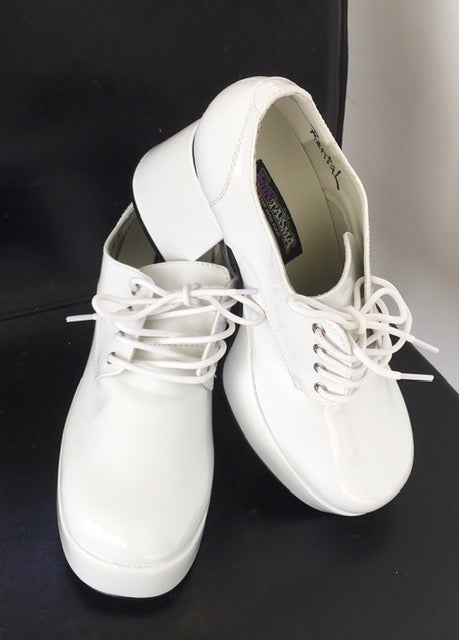 SHOE RENTAL - Z47c White Shiny Platform Shoes Rental - Small 8-9 – WPC ...