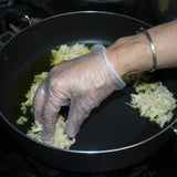 add ¼ cup piles of the potato mixture to the pan