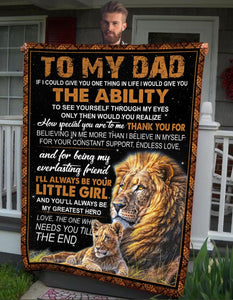 Pemola, Lion Dad Fleece Blankets, Dad and daughter blanket, gifts for daughter, gifts for dad, father's day gift