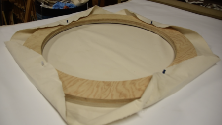 How to Stretch a Round Canvas - tack canvas