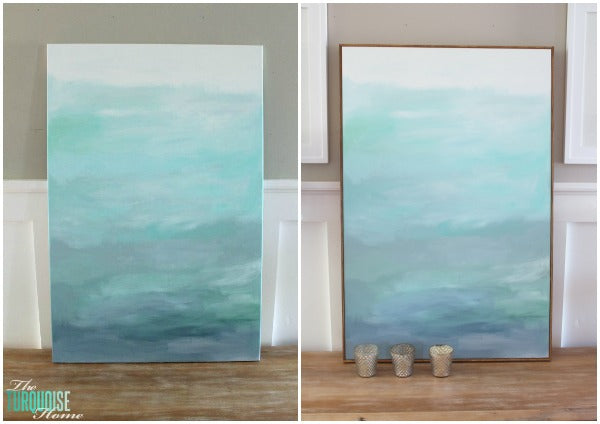 Laura shares her step-by-step tips for creating the ultimate rock-bottom cheap canvas frame. Photo source: The Turquoise Home