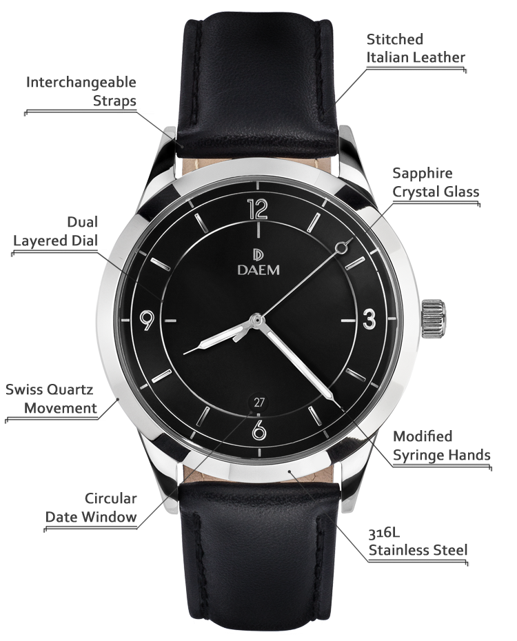 DAEM Sterling Black Leather detailed specifications 
