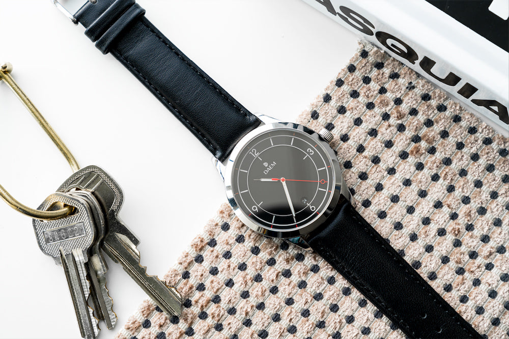 DAEM Midnight Black leather watch