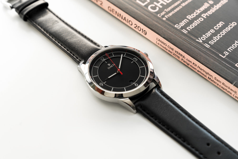 DAEM Midnight Black leather watch