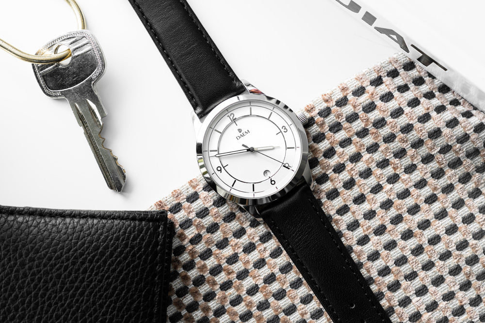 DAEM Slate Black leather watch