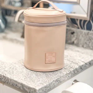 Barrel Organizer Tan Toiletry Bag - Ribbon Chix