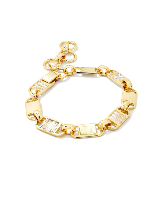 Juliette Gold Delicate Chain Bracelet in White Crystal