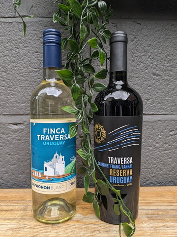 Bottles of Finca Traversa Uruguayan wines
