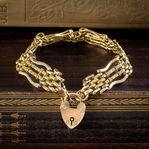 Antique Gold Padlock Chain Bracelet