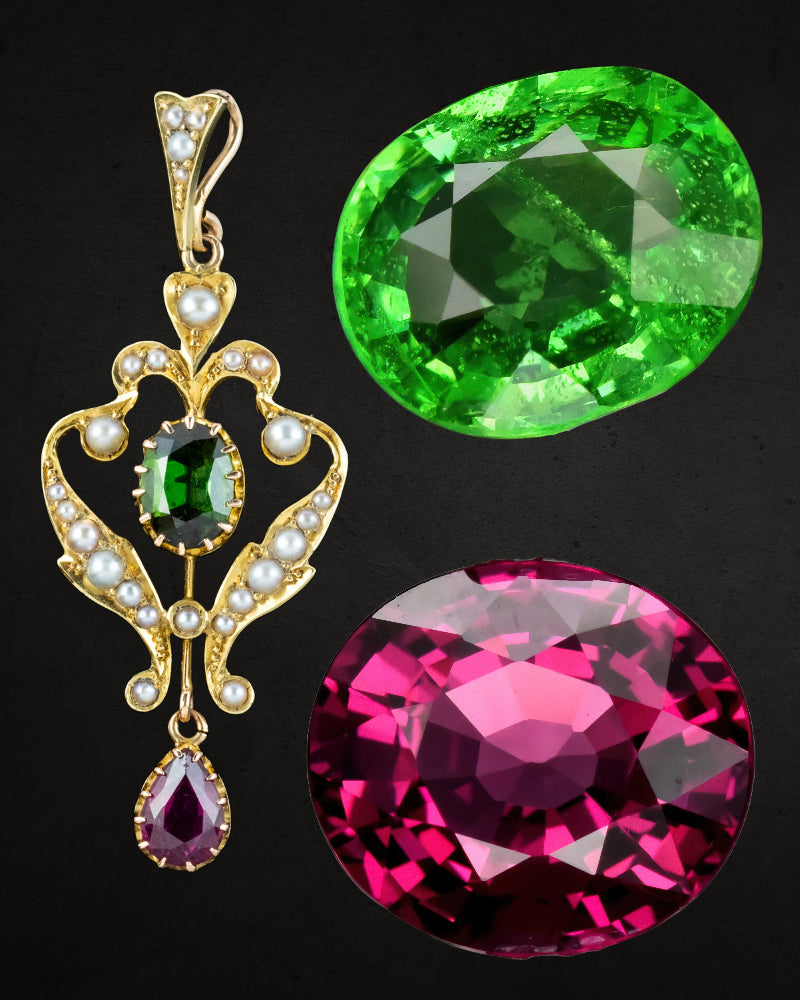 Green and Pink garnets