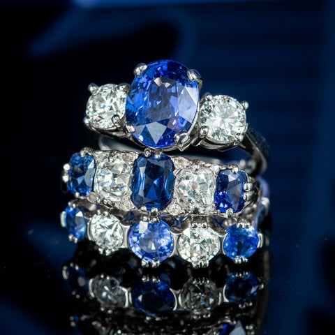 Three Sapphire Diamond Rings