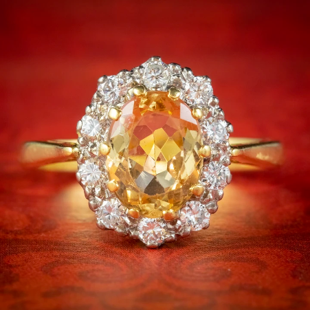Yellow Topaz Diamond Ring