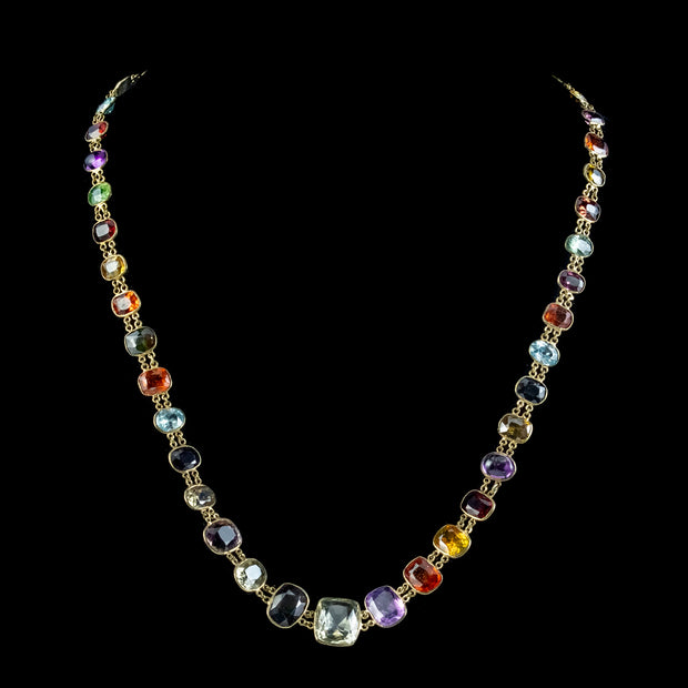 Antique Victorian Harlequin Gemstone Necklace – Laurelle Antique Jewellery