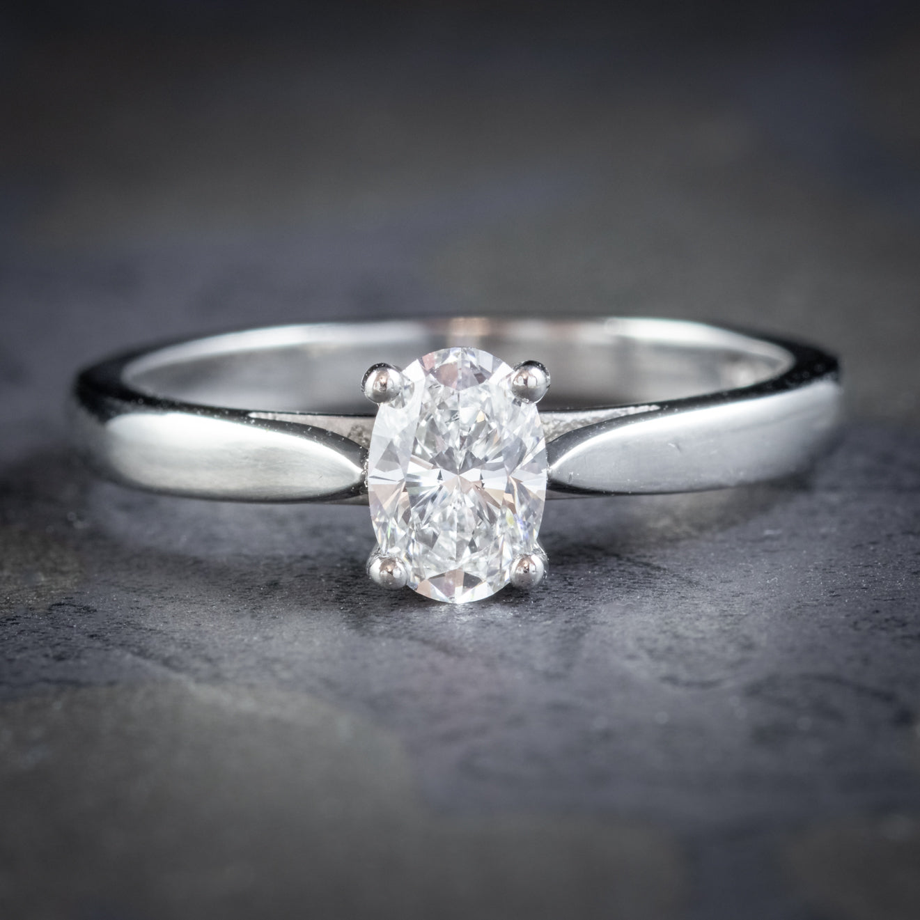 Edwardian Style Diamond Solitaire Engagement Ring 18ct White Gold 0.75ct Diamond