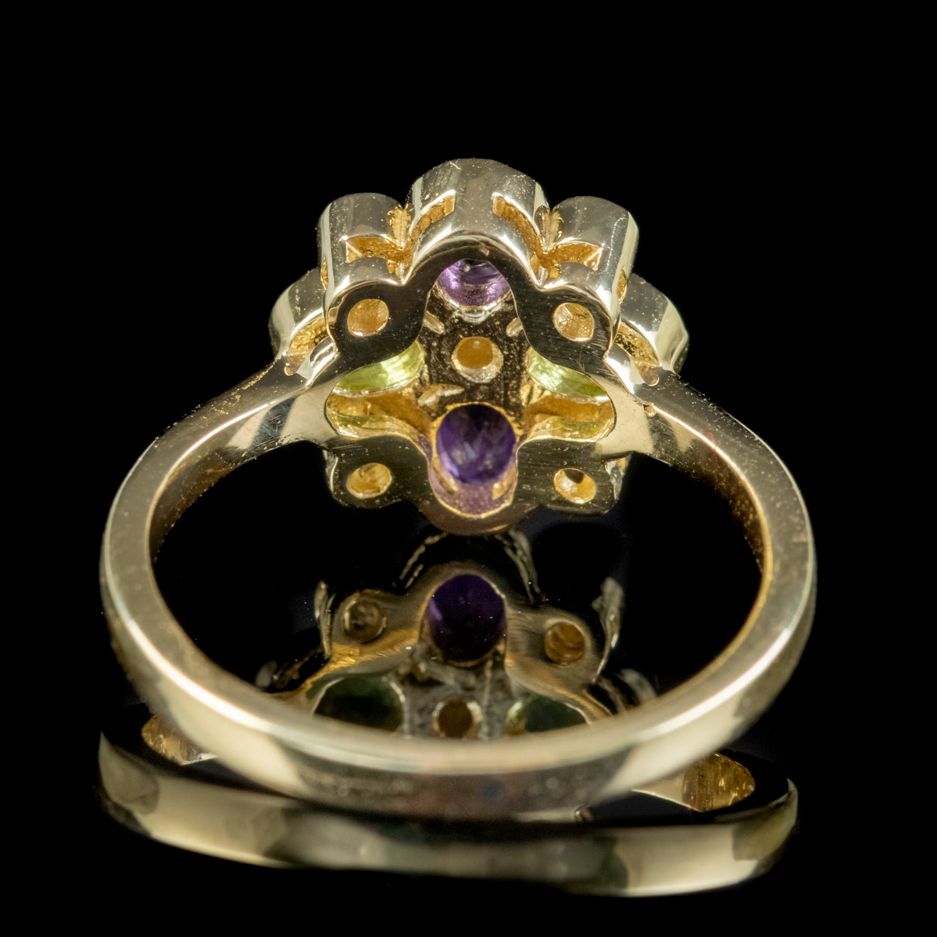 Suffragette Edwardian Style Cluster Ring Amethyst Peridot Pearl ...