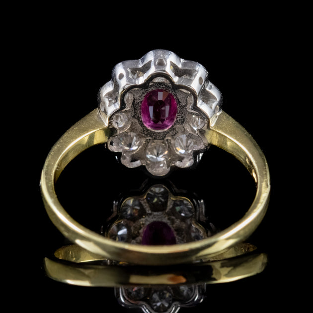 Vintage Ruby Diamond Ring 18ct Gold Engagement Ring Dated 1971 ...