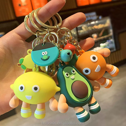 3D Funky Fruits Combo Keychain