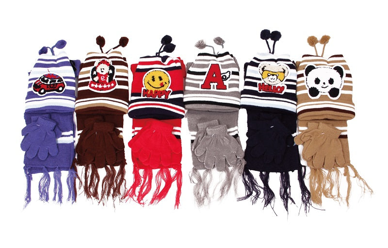 Little Boys Beanie Gloves Scarf Set In Bulk