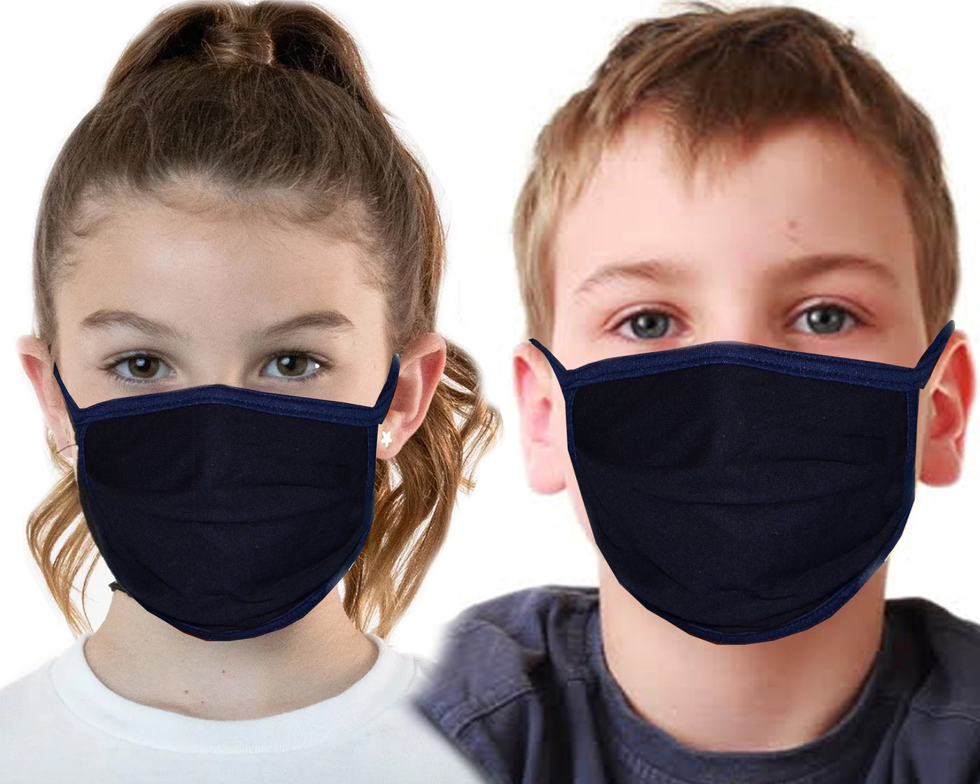 3 Ply Cotton Soft Unisex Face Mask In Black Color For Kids Reusable Mask