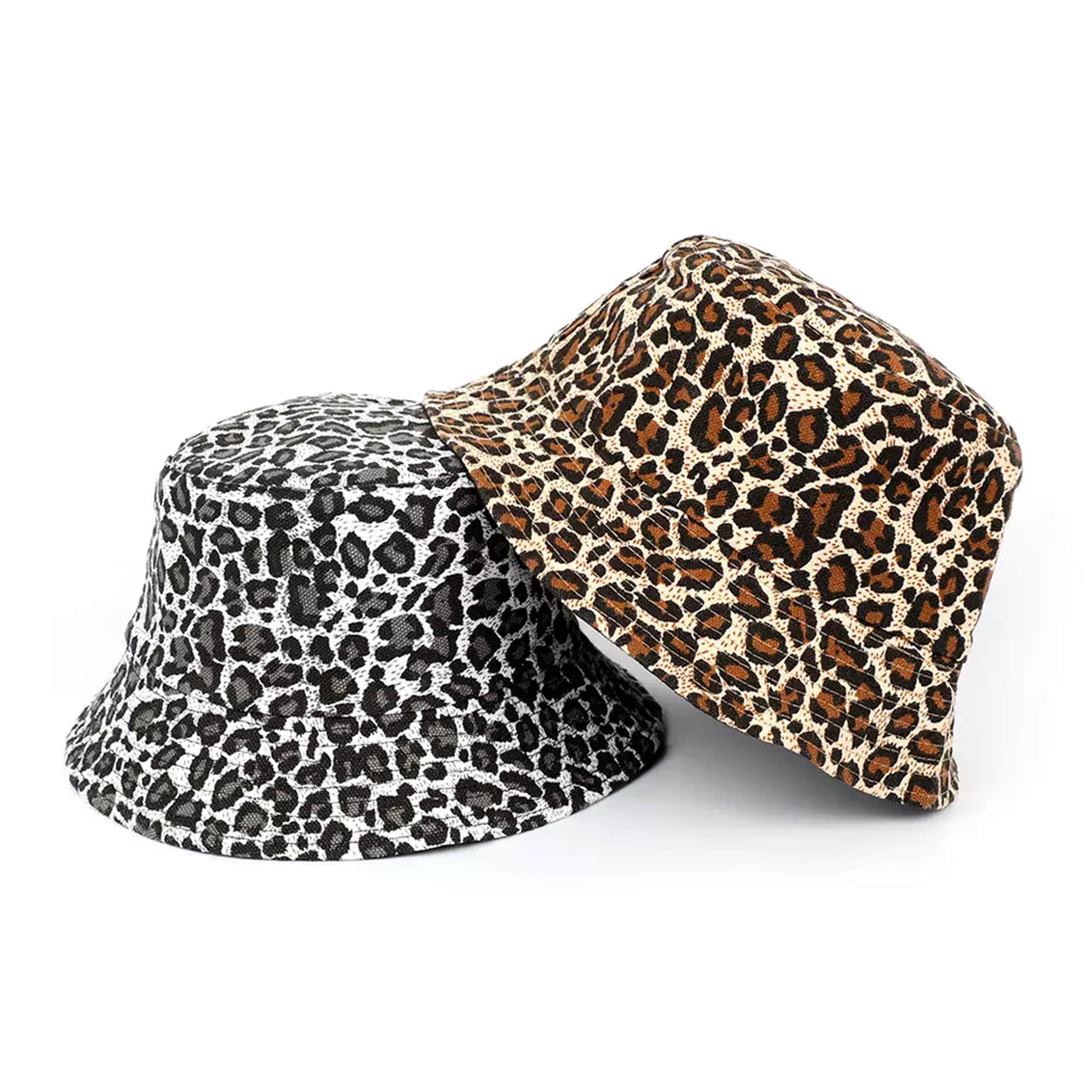 Double Side Canvas Printed Leopard Bucket Hats