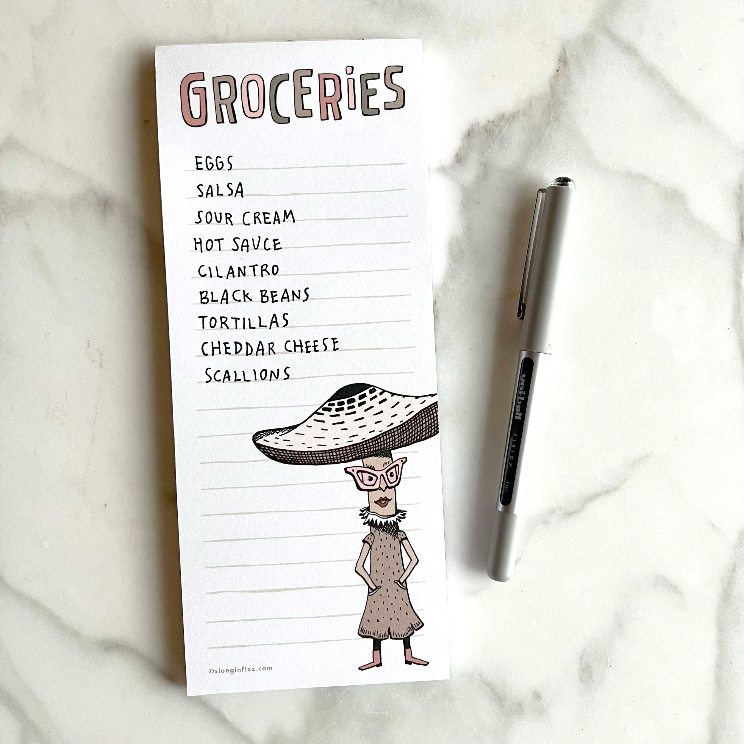 Sassy Mushroom Grocery List Notepad