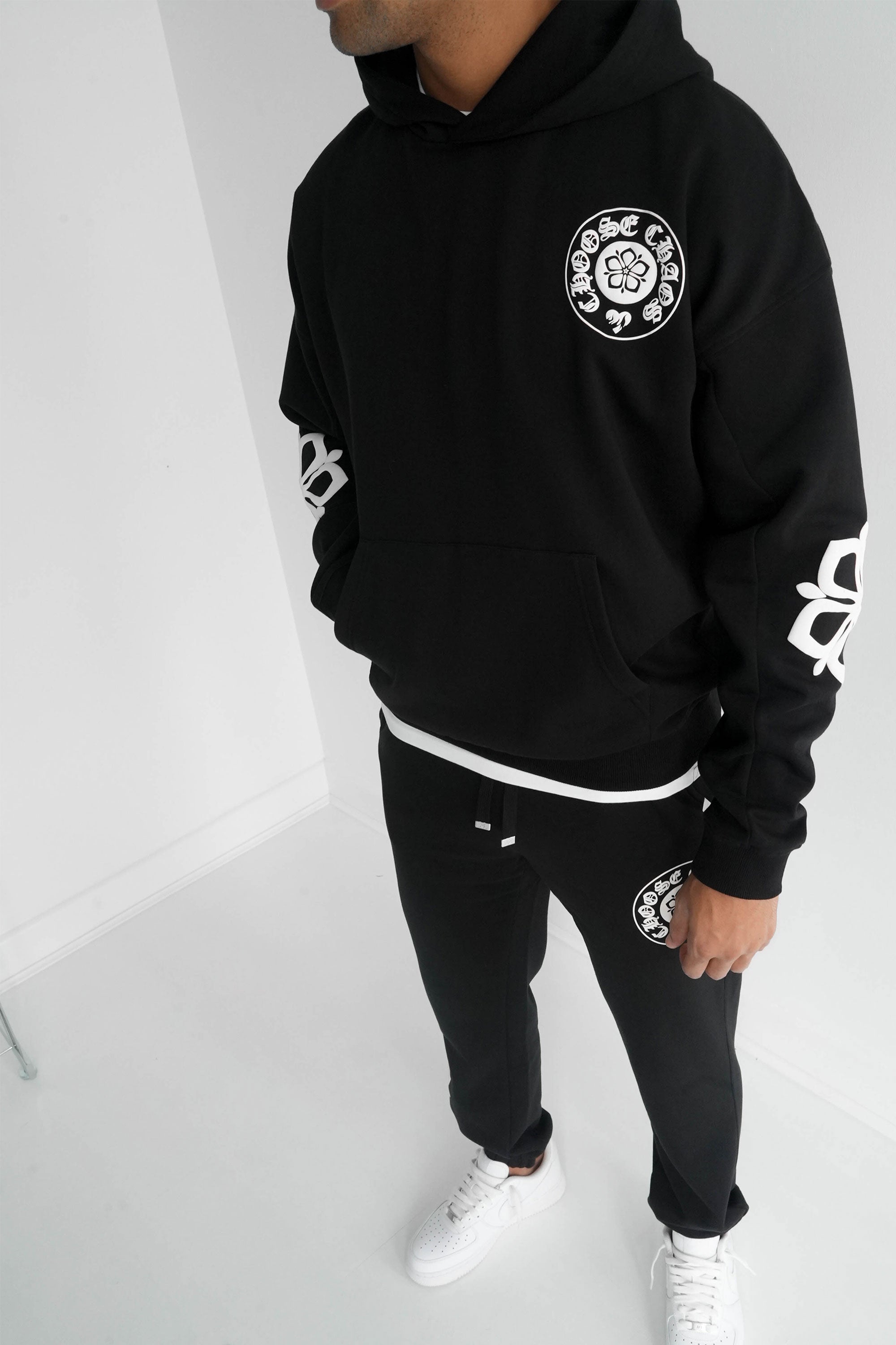 Choose Chaos Puff Print Oversized Tracksuit - Black