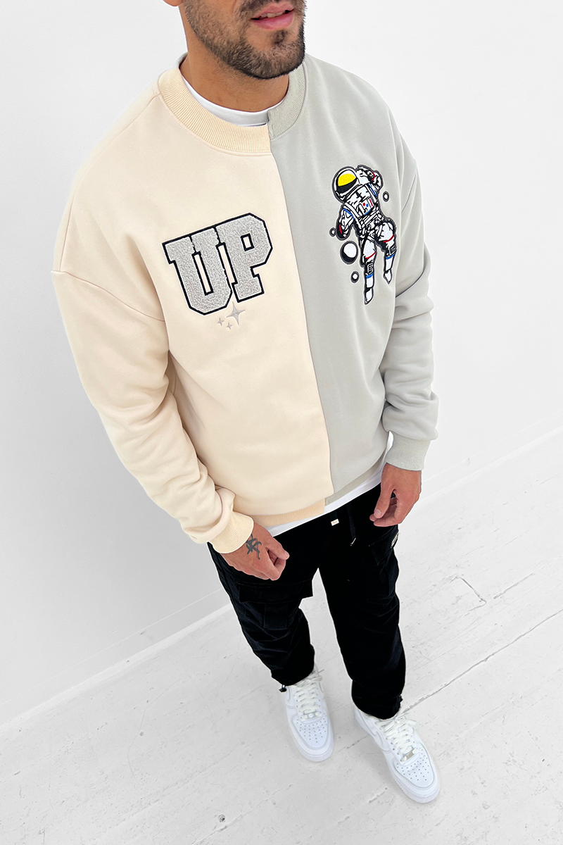 UP Split Panel Sweatshirt - Stone/Grey