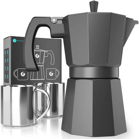 LUXHAUS Moka Pot - 9 Cup Stovetop Espresso Maker - 100% Stainless Steel  Italian and Cuban Mocha Coffee Maker