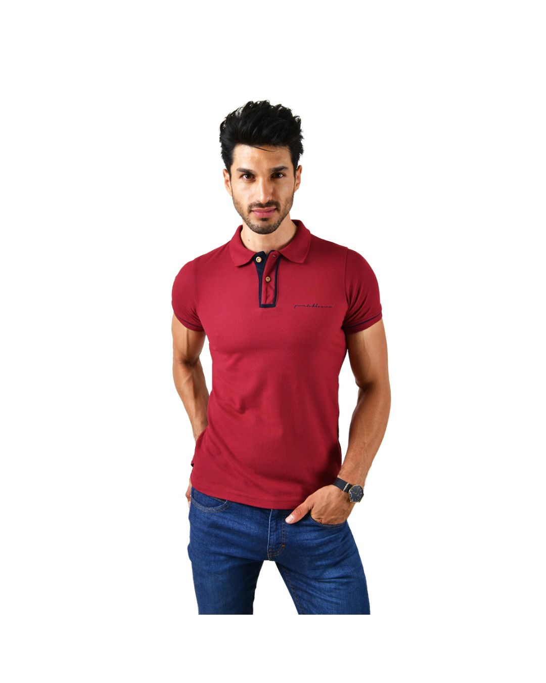 Productos playeras playera-polo-para-hombre-fi-1792-roja-con-blanco