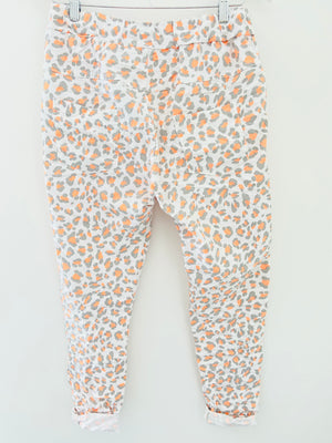 Slimfit Stretch Joggers in Neon Orange Leopard