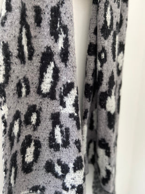 Super Soft and Warm Scarf in Grey Leopard
