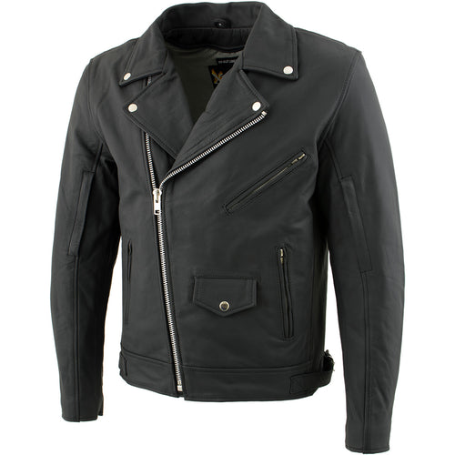 Xelement BXU1006 Men's 'Jax' Black Leather Motorcycle Hoodie Jacket –